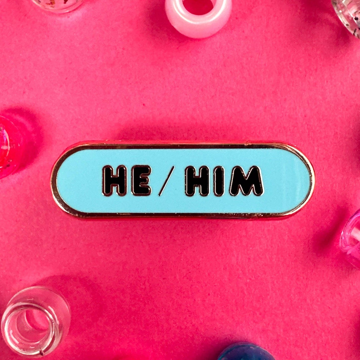 He/Him Pronoun Plaque Enamel Pin