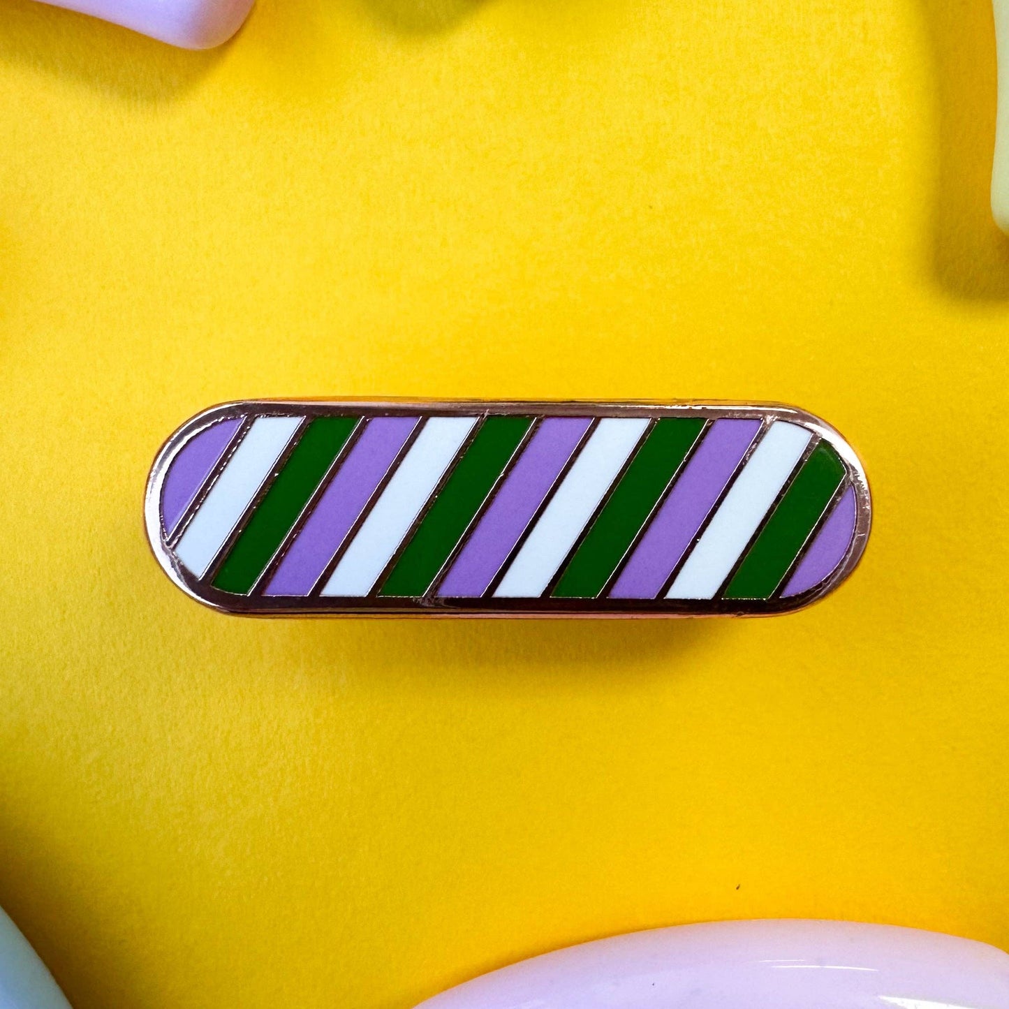 Genderqueer Pride Plaque Enamel Pin