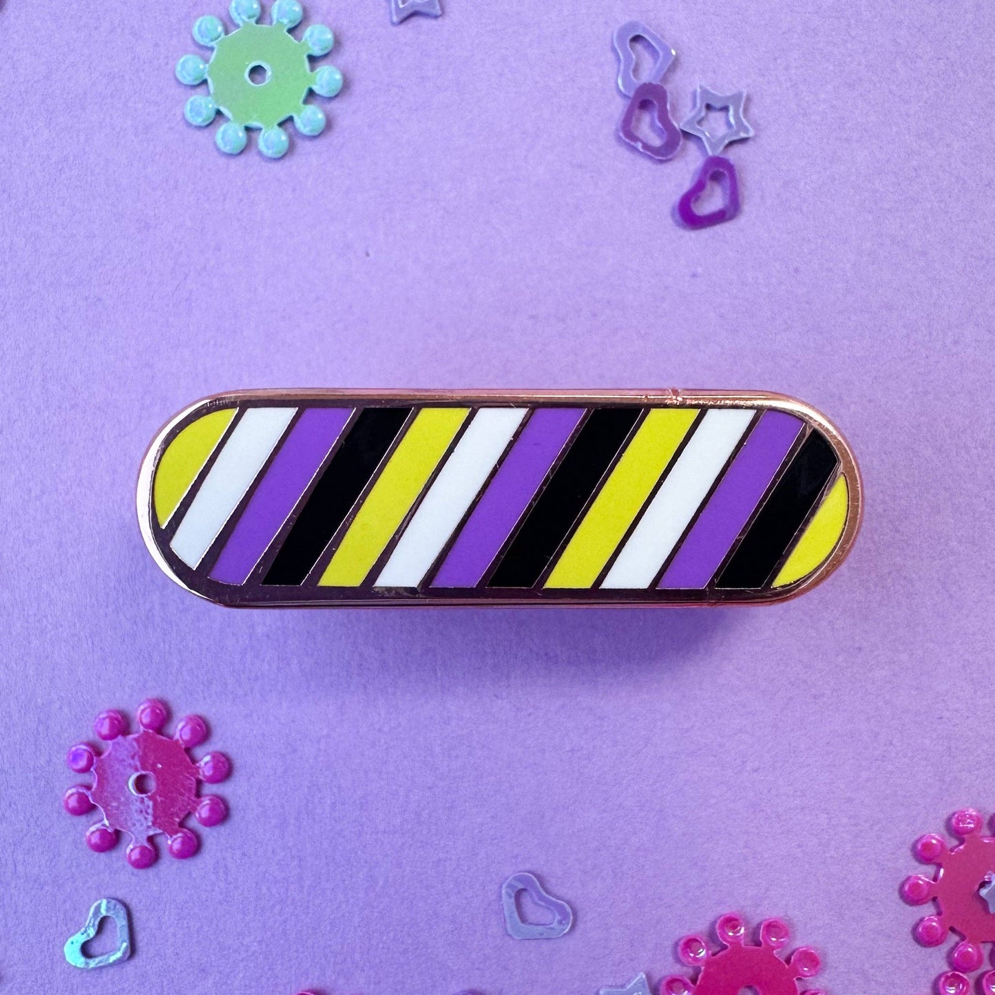 Nonbinary Pride Plaque Enamel Pin