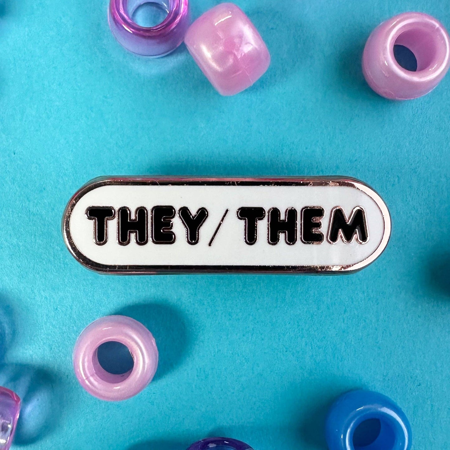 They/Them Pronoun Plaque Enamel Pin