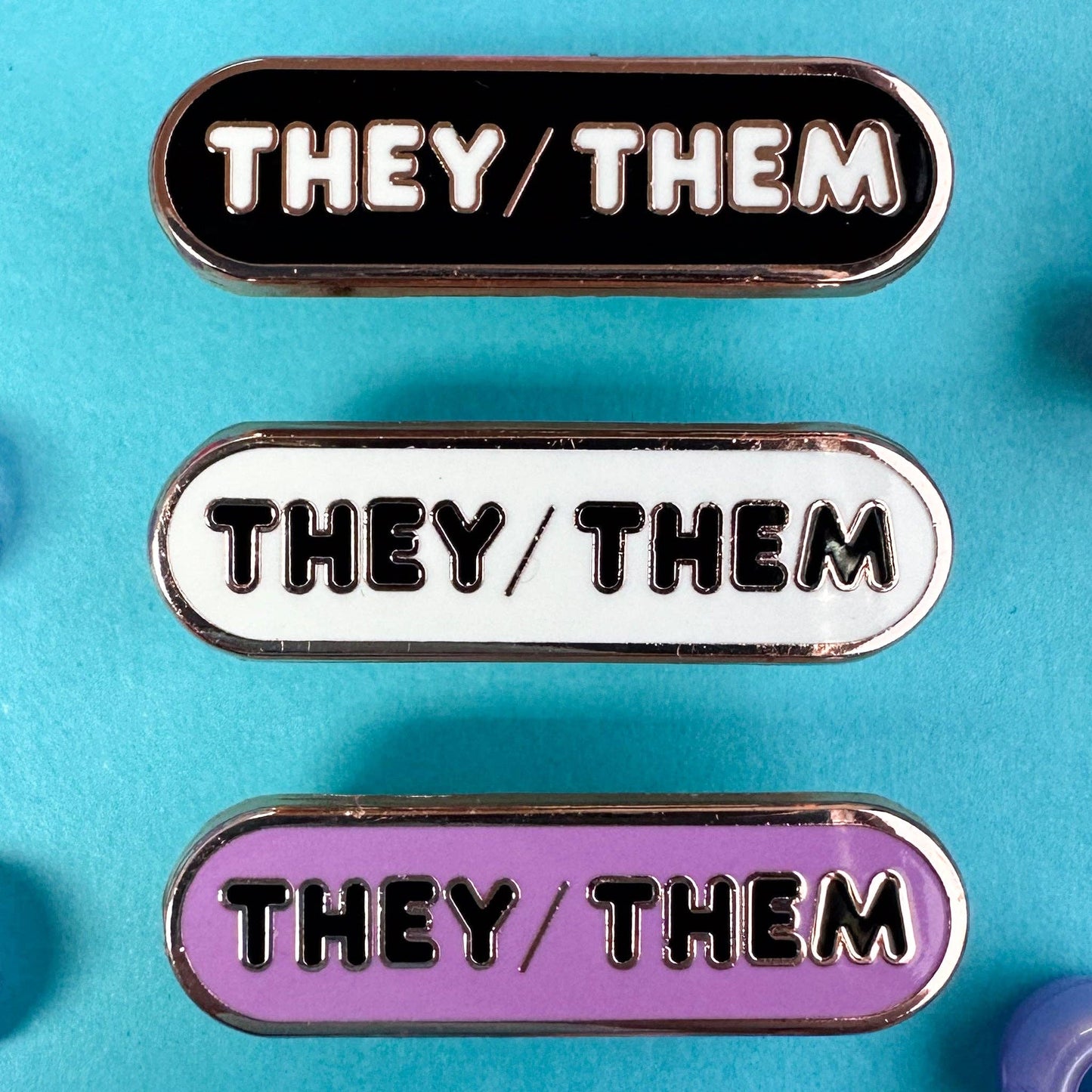 They/Them Pronoun Plaque Enamel Pin