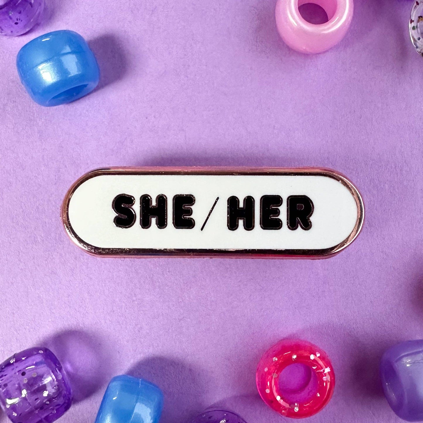 She/Her Pronoun Plaque Enamel Pin