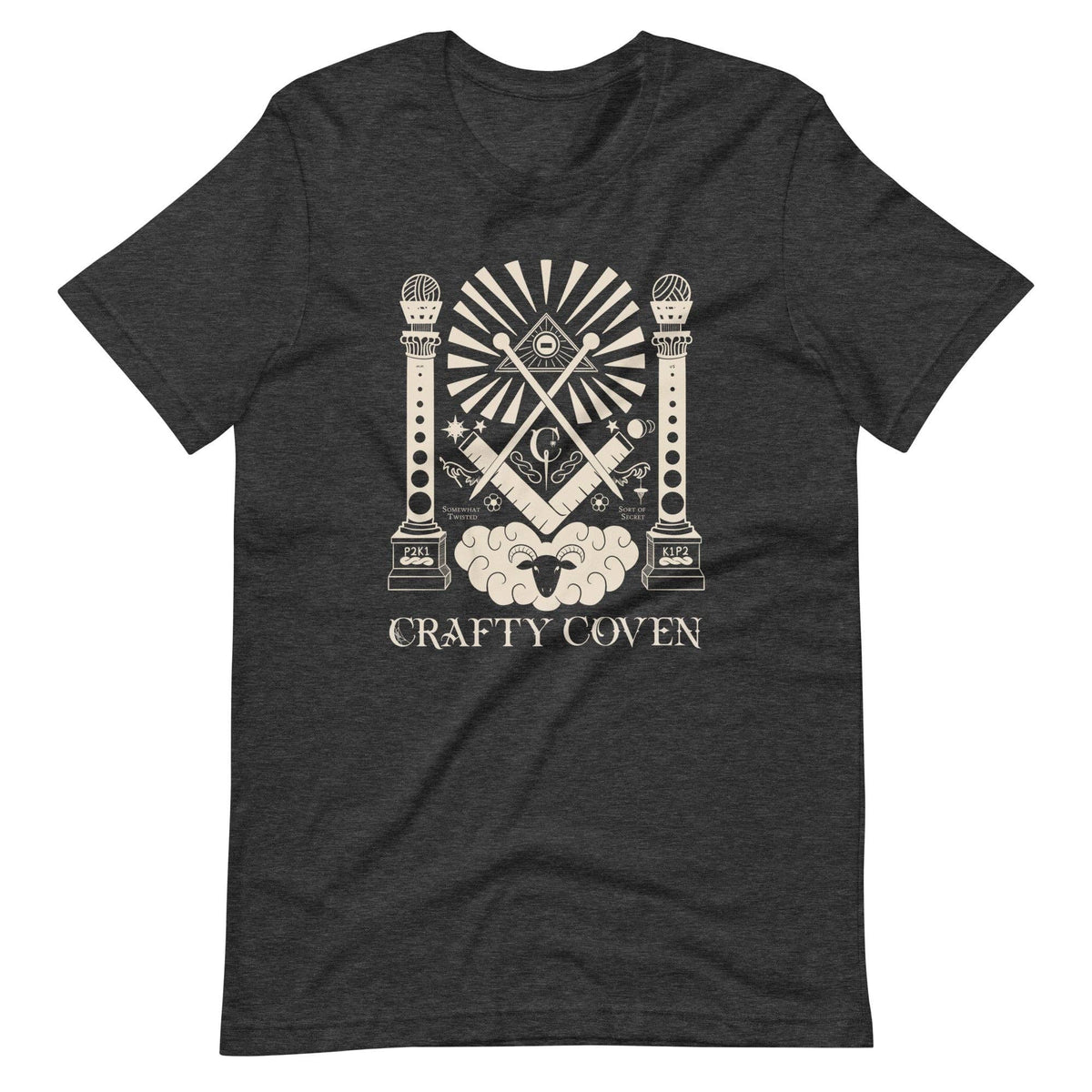 Crafty Coven T-Shirt - Knitting is Metal - Undercover Otter - Apparel - Knitting is Metal - XS / Grey Heather