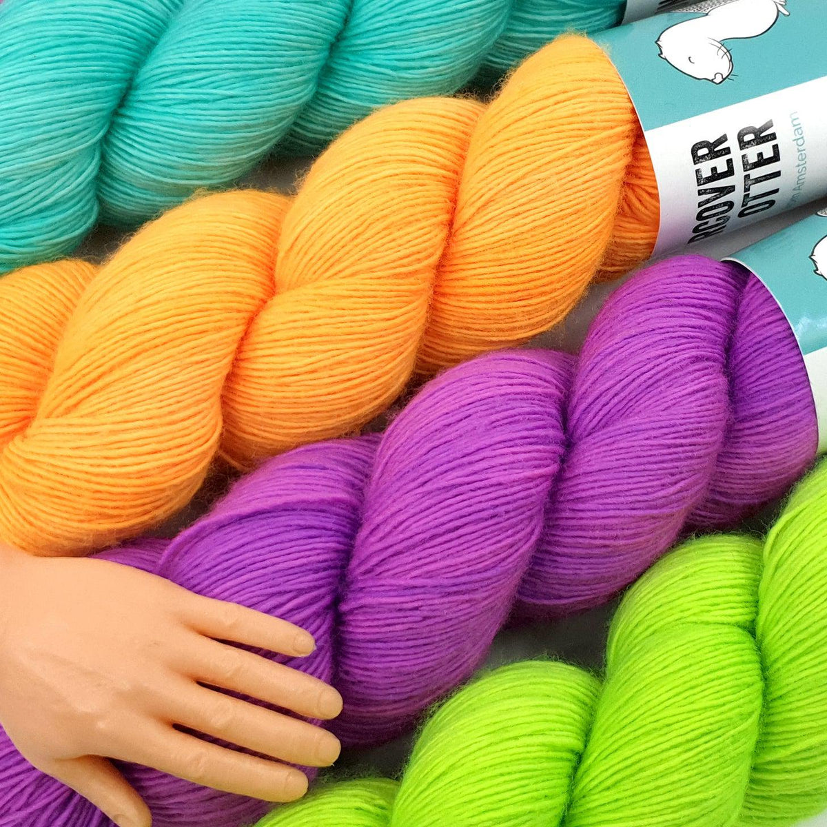 Hand-dyed yarn in the Undercover Otter studio