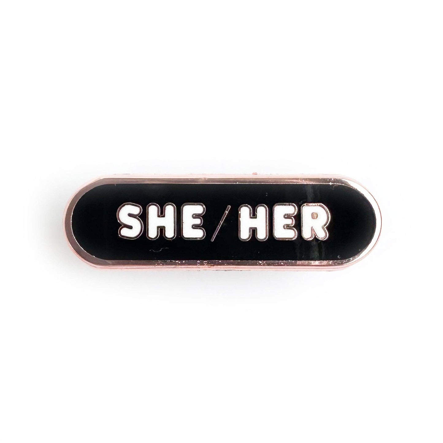 She/Her Pronoun Plaque Enamel Pin