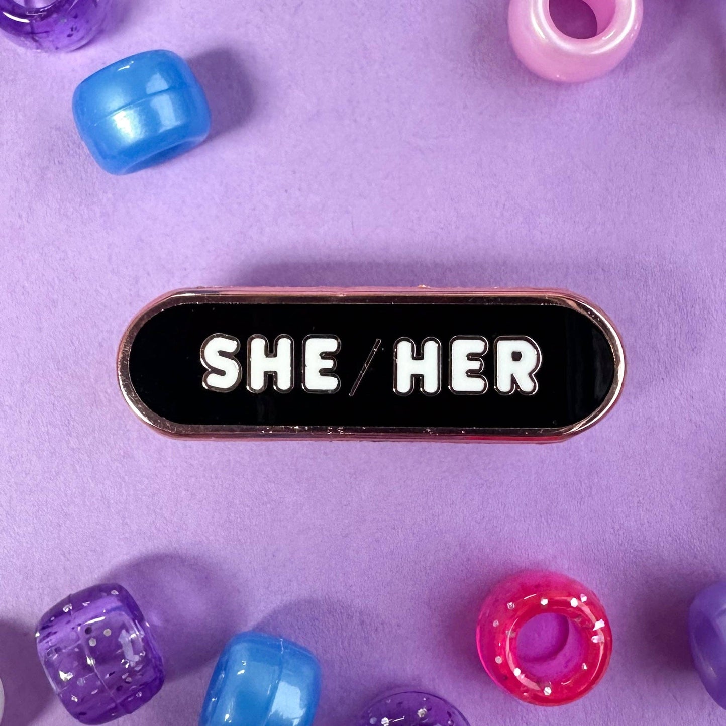 She/Her Pronoun Plaque Enamel Pin