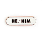 He/Him Pronoun Plaque Enamel Pin - Undercover Otter - Pins - Kitty With A Cupcake - White