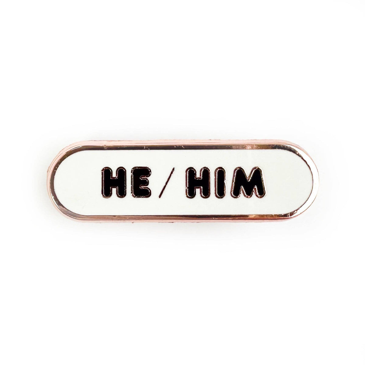 He/Him Pronoun Plaque Enamel Pin - Undercover Otter - Pins - Kitty With A Cupcake - White