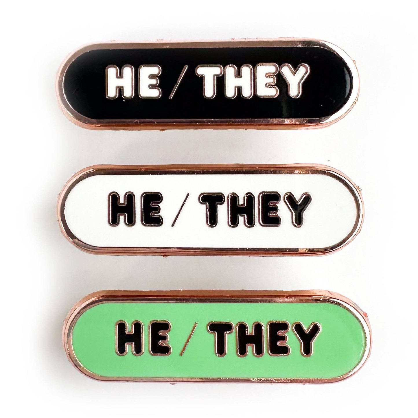 He/They Pronoun Plaque Enamel Pin