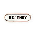 He/They Pronoun Plaque Enamel Pin - Undercover Otter - Pins - Kitty With A Cupcake - White