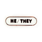 He/They Pronoun Plaque Enamel Pin - Undercover Otter - Pins - Kitty With A Cupcake - White