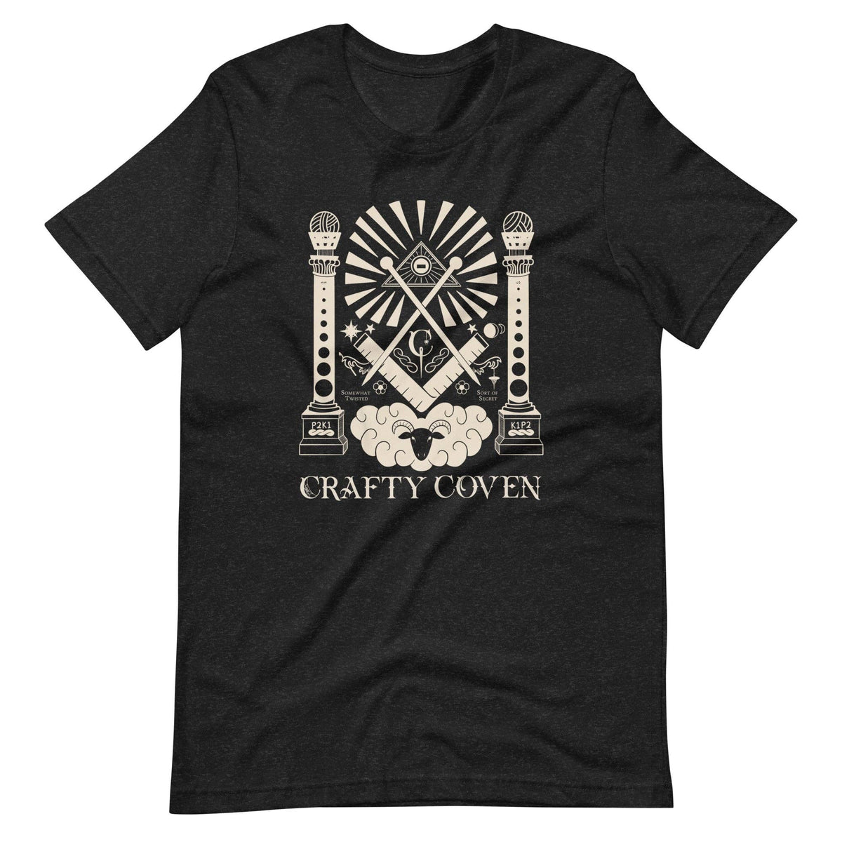 Crafty Coven T-Shirt - Knitting is Metal - Undercover Otter - Apparel - Knitting is Metal - XS / Black Heather