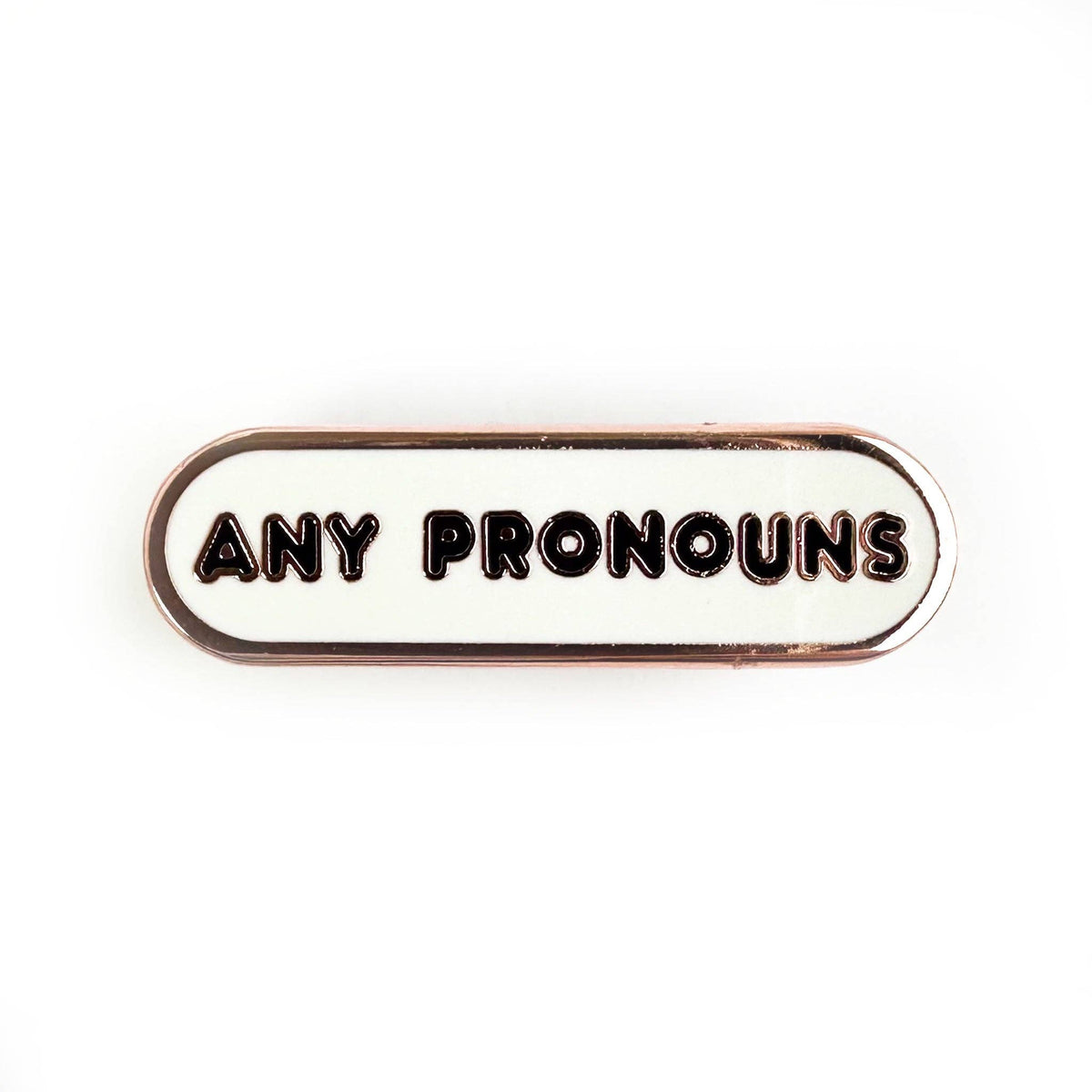 Any Pronouns Plaque Enamel Pin - Undercover Otter - Pins - Kitty With A Cupcake - White