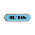 He/Him Pronoun Plaque Enamel Pin - Undercover Otter - Pins - Kitty With A Cupcake - Blue