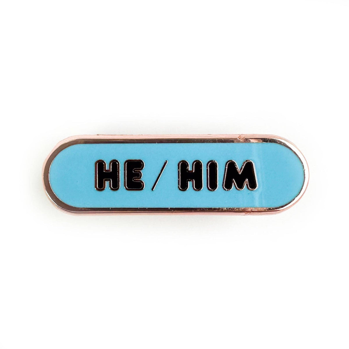 He/Him Pronoun Plaque Enamel Pin - Undercover Otter - Pins - Kitty With A Cupcake - Blue