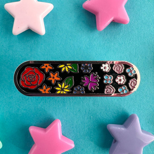 Subtle Floral Pride Plaque Enamel Pin