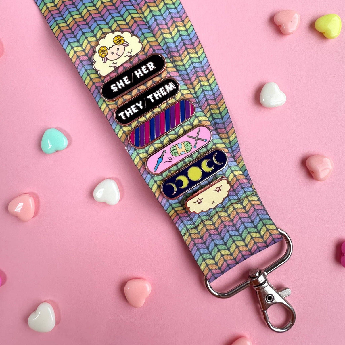 Rainbow Knit Lanyard - Undercover Otter - Apparel - Kitty With A Cupcake - Default Title