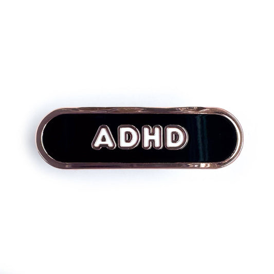ADHD Accessibility Plaque Enamel Pin - Undercover Otter - Pins - Kitty With A Cupcake - Black