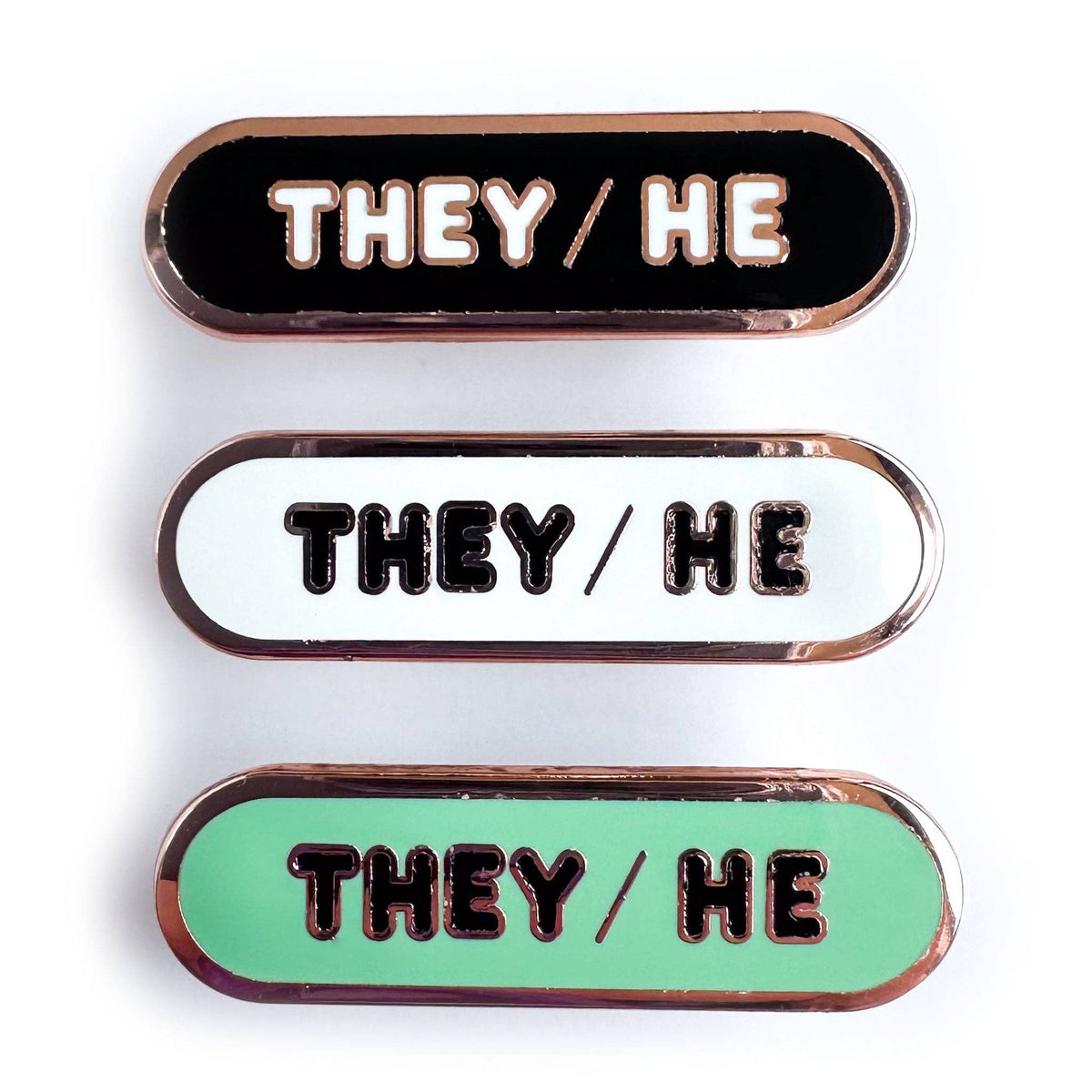They/He Pronoun Plaque Enamel Pin - Undercover Otter - Pins - Kitty With A Cupcake - White