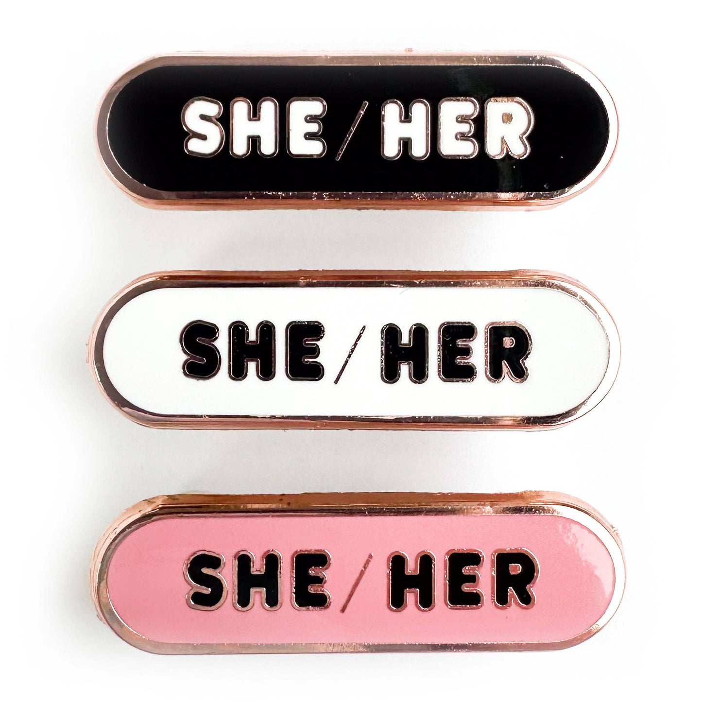She/Her Pronoun Plaque Enamel Pin
