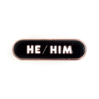 He/Him Pronoun Plaque Enamel Pin - Undercover Otter - Pins - Kitty With A Cupcake - Black