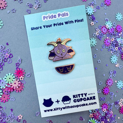 Pride Pal Set - Enamel Pin - Undercover Otter - Flair - Kitty With A Cupcake - Baba Yaga