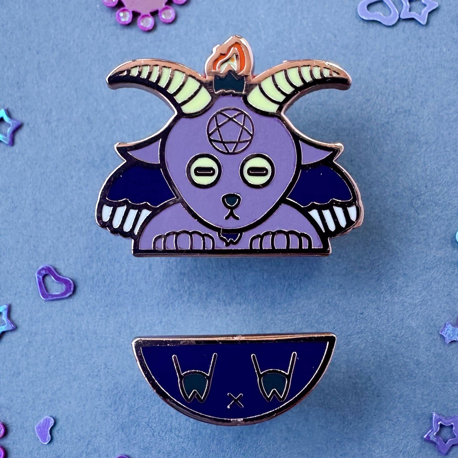 Pride Pal Set - Enamel Pin - Undercover Otter - Flair - Kitty With A Cupcake - Baphomet