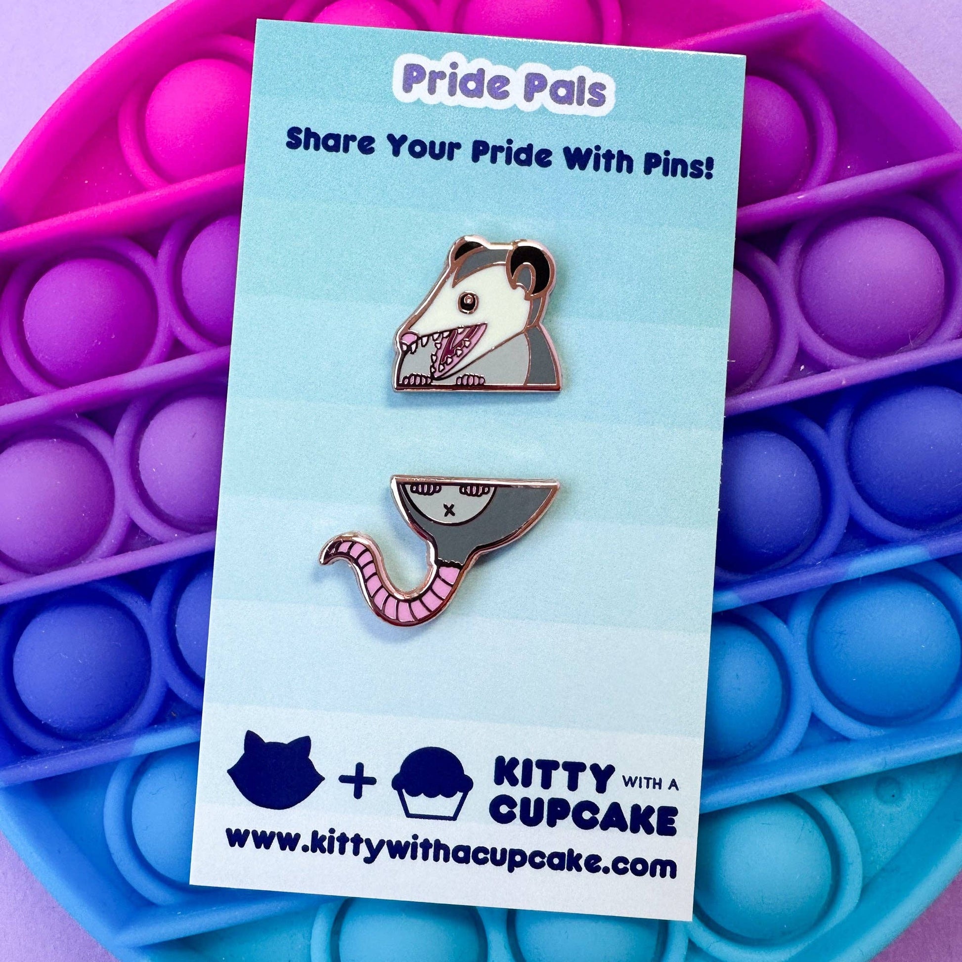 Pride Pal Set - Enamel Pin - Undercover Otter - Flair - Kitty With A Cupcake - Baba Yaga