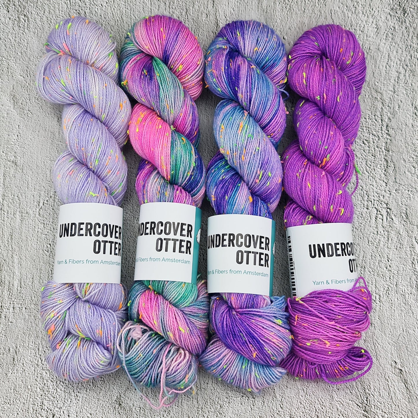 Purple Hacks - 4 skein set - Neon Neppocalypse Fingering - Undercover Otter - Yarn - Undercover Otter -