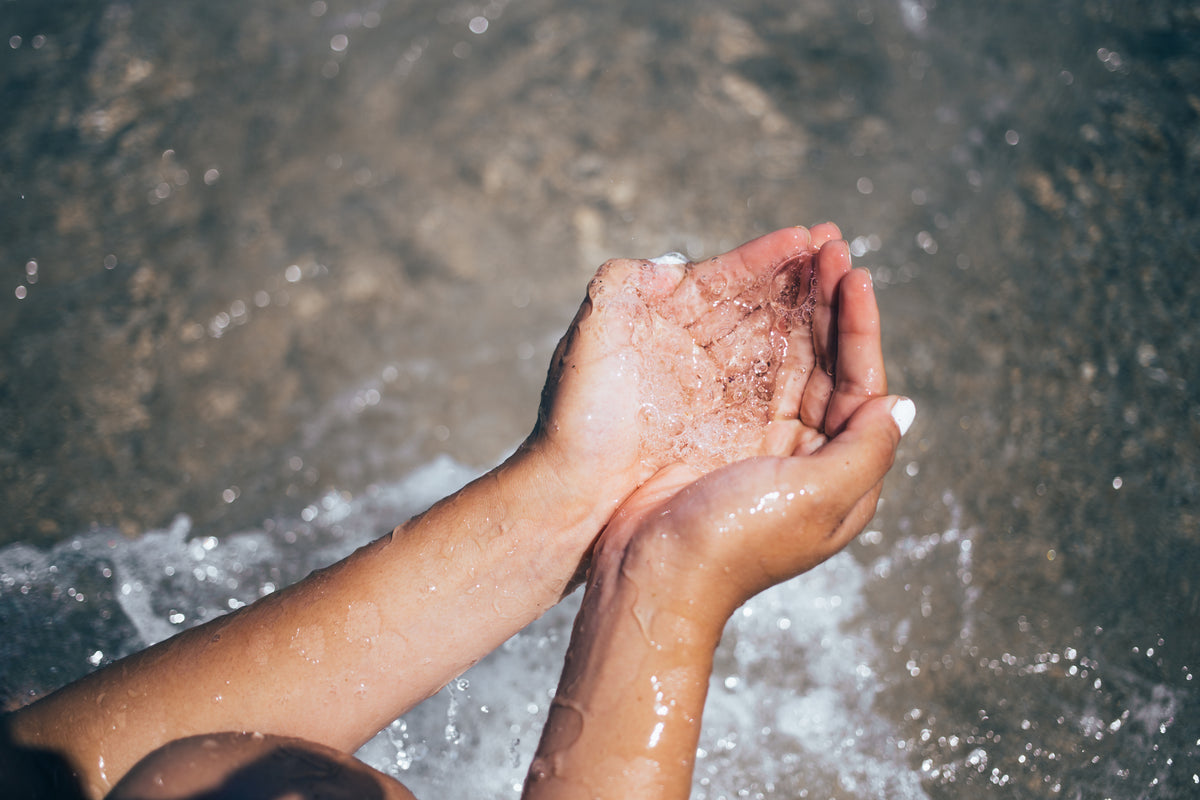 Water held in two hands